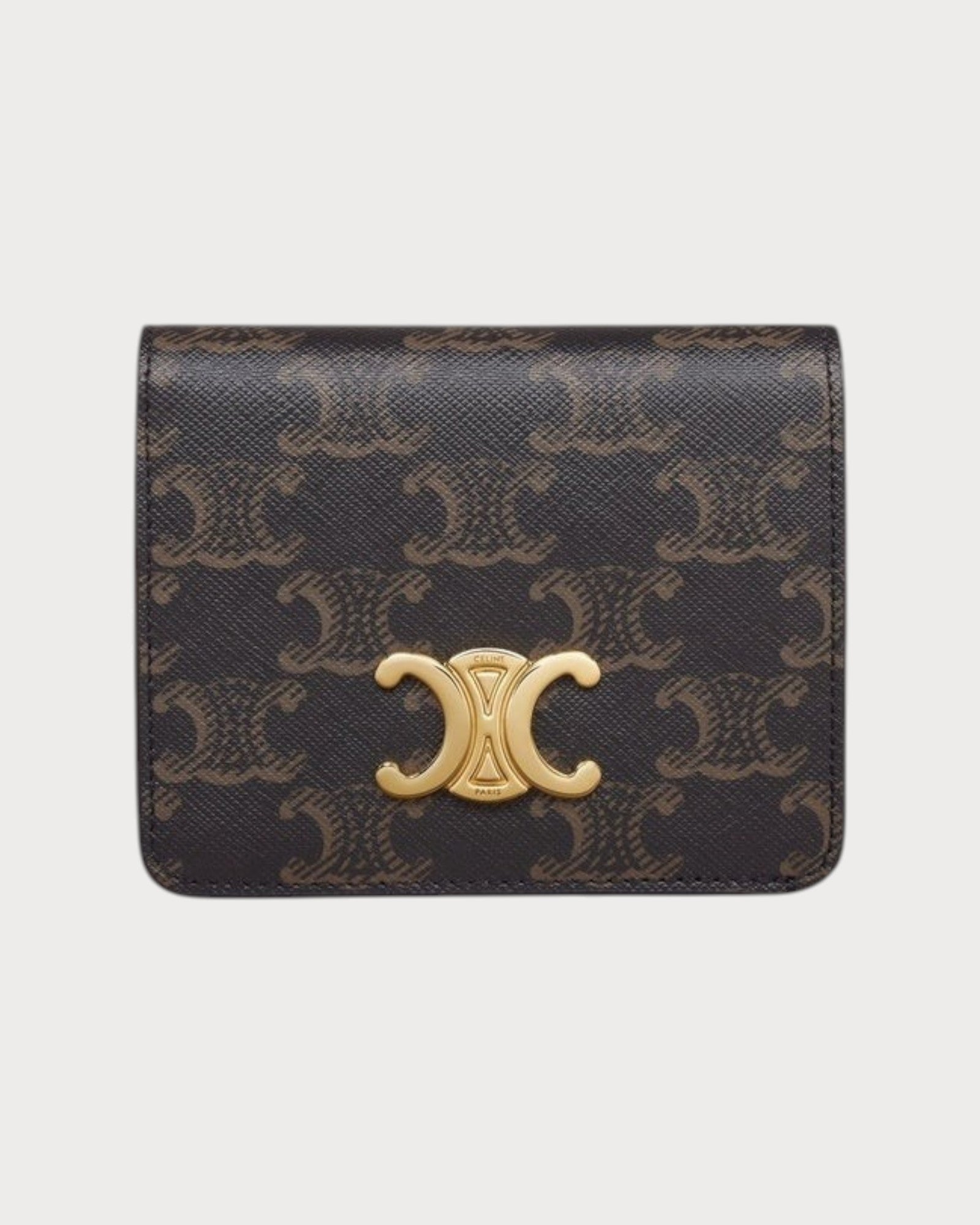 CELINE Triomphe Compact Wallet Triomphe Canvas(Tan) | LONDONKELLY