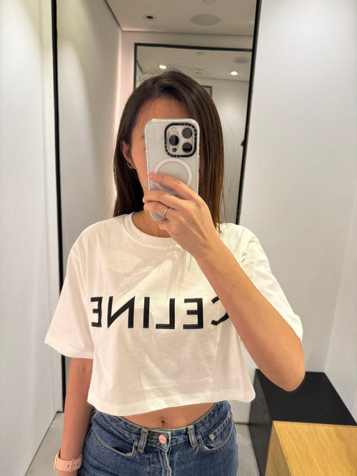 CELINE Women's Cropped T-Shirt | 賽琳 女裝T恤 (白色) - LondonKelly 英國名牌代購