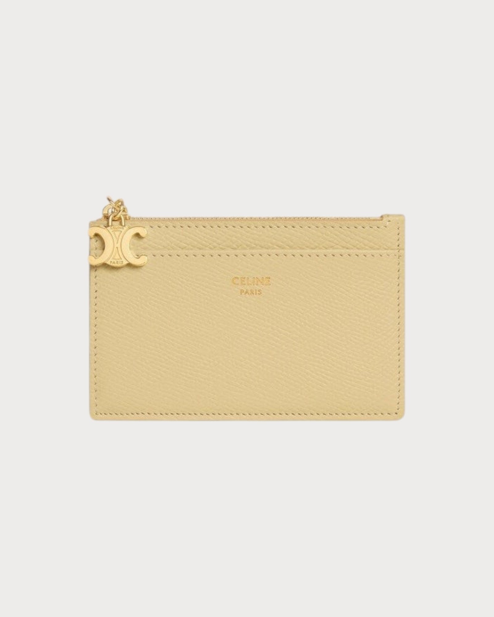 CELINE Zipped Card Holder Triomphe Charms Grained Calfskin(3