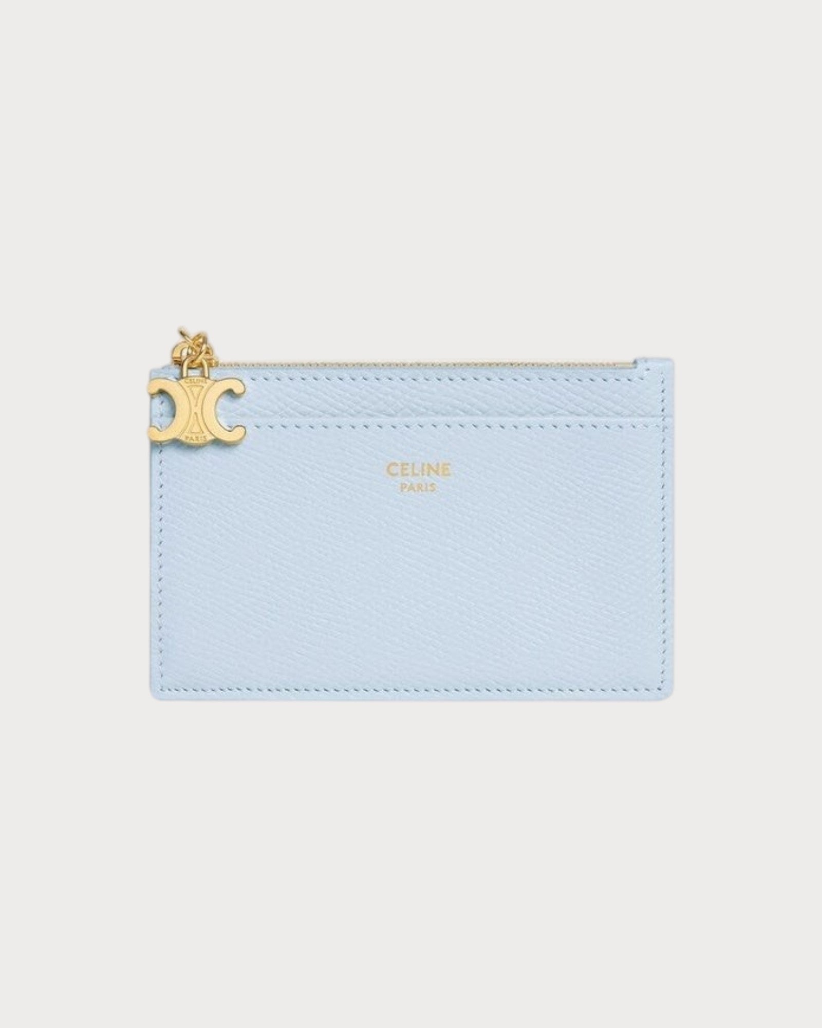 CELINE Zipped Card Holder Triomphe Charms Grained Calfskin(3
