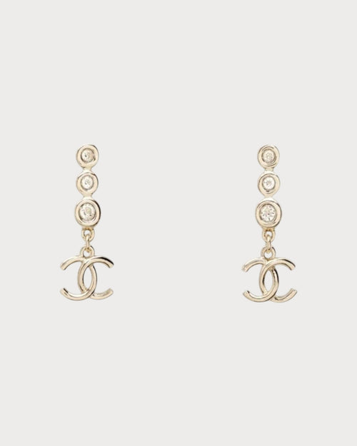 Chanel ABF862 CC Crystal Clip - on Earrings | 香奈兒 金色CC水晶夾式耳環 - LONDONKELLY 英國名牌代購