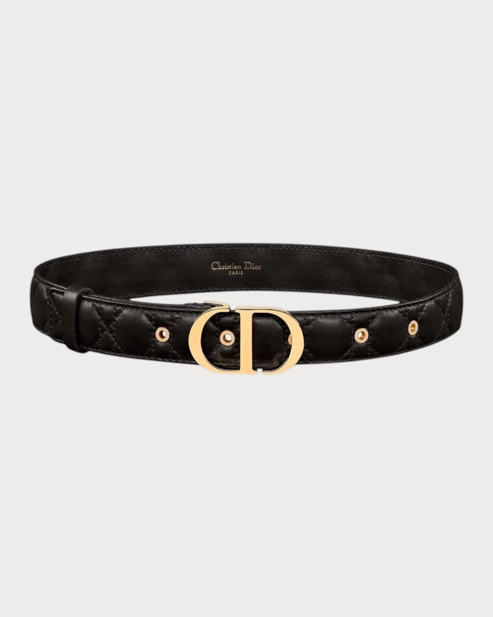 CHRISTIAN DIOR 30 Montaigne Belt Cowhide Leather(Black