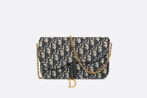 CHRISTIAN DIOR Saddle Pouch with Chain | 迪奧 銀包連鏈帶 (藍色) - LondonKelly 英國名牌代購