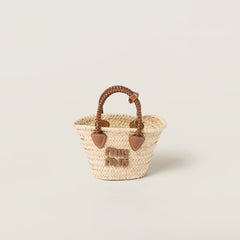 MIU MIU Mini Woven Fabric Handbag | 繆繆 草編袋 (Tan)