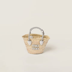 MIU MIU Mini Woven Fabric Handbag | 繆繆 草編袋 (White)