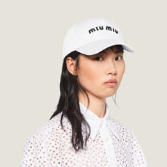 MIU MIU Drill Baseball Cap | 繆繆 棒球帽 (White / Black)