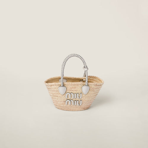 MIU MIU Woven Fabric Tote Bag | 繆繆 草編籃袋 (White)