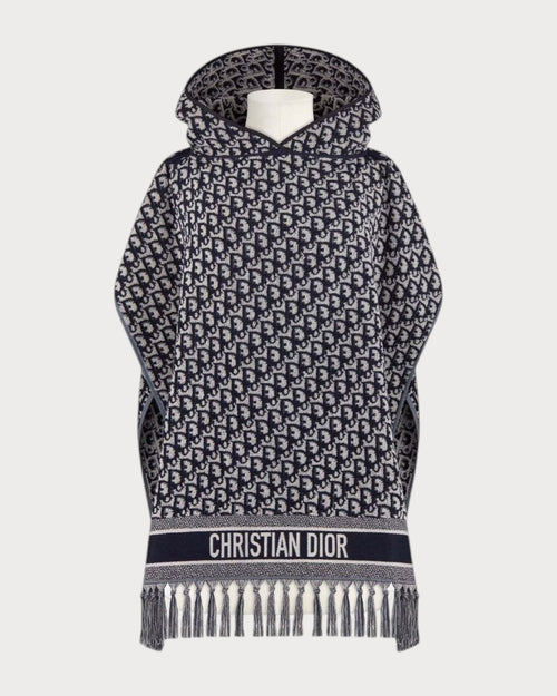 [2023 新款] CHRISTIAN DIOR Oblique Hooded Poncho | 迪奥 老花连帽披肩 (蓝色老花)
