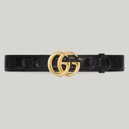 GUCCI GG Marmont Matelasse Wide Belt | 古馳 皮帶 (4CM/黑色) - LondonKelly 英國名牌代購