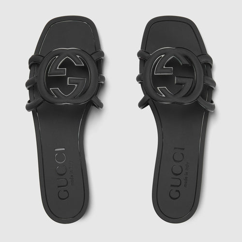 GUCCI Women's Interlocking G Slide Sandal | 古馳 橡膠拖鞋 (多色) - LondonKelly 英國名牌代購