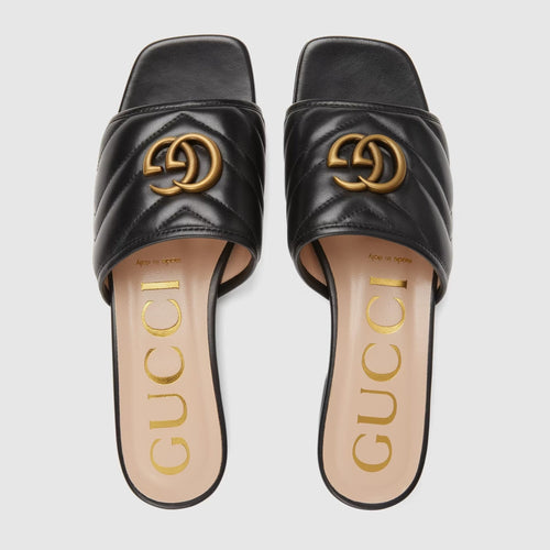GUCCI Women's Slide with Double G | 古馳 涼鞋 (黑色) - LondonKelly 英國名牌代購
