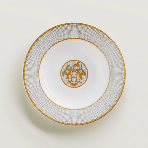 HERMES Mosaique Au 24 Gold Soup Plate | 愛馬仕 餐具盤子兩隻 (金色) - LondonKelly 英國名牌代購