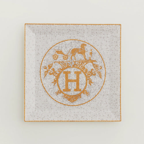 HERMES Mosaique au 24 gold square plate n°5 | 愛馬仕 方形碟 (金色) - LondonKelly 英國名牌代購