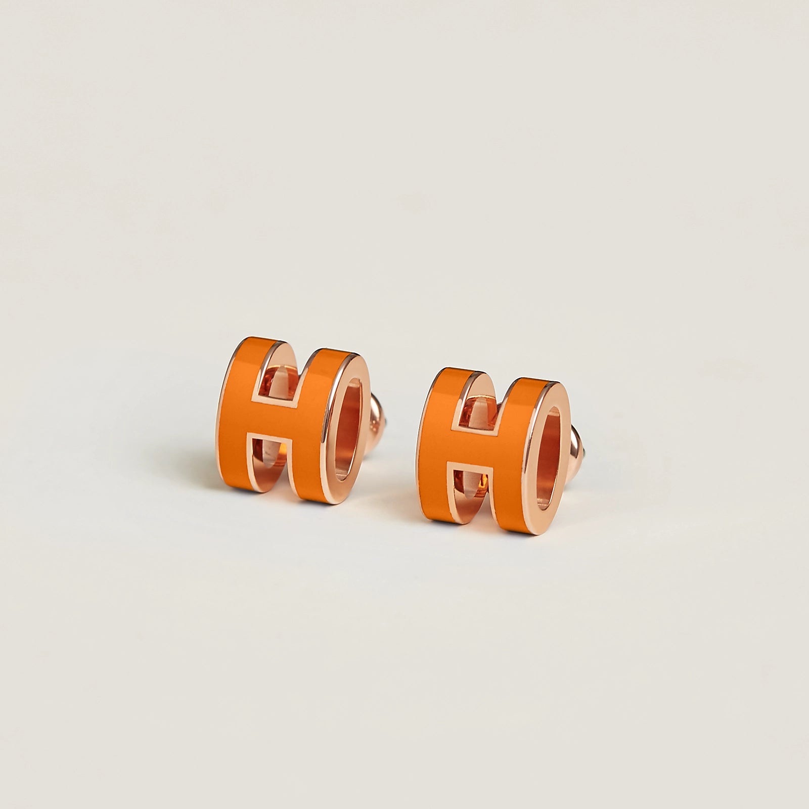 HERMES Rose Gold Mini Pop H Earrings | Hermes rose gold