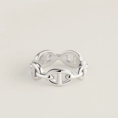 HERMES Small Chaine dáncre Enchainee Ring | 愛馬仕 豬鼻銀戒指 (銀色) - LondonKelly 英國名牌代購