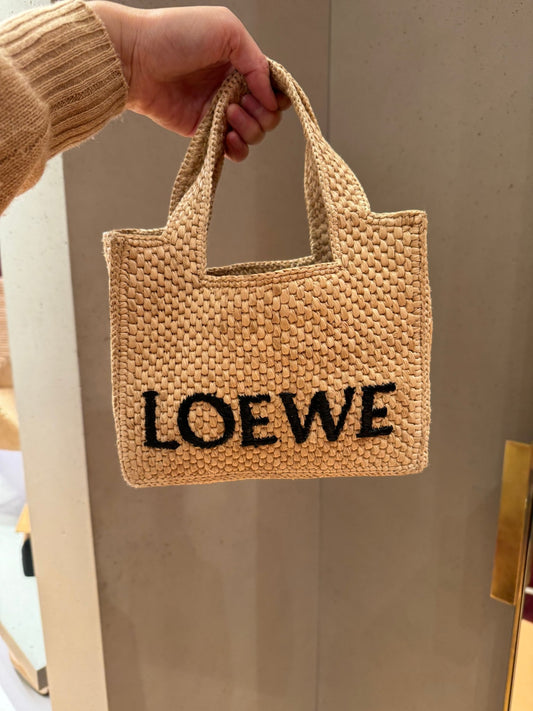 LOEWE Mini Font Tote Bag | 羅意威 草編袋 (啡色) - LondonKelly 英國名牌代購