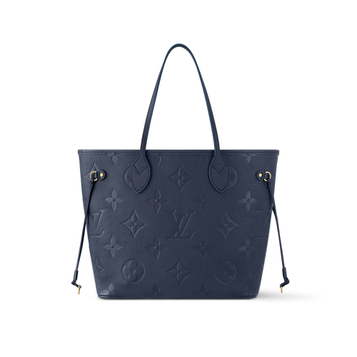 LOUIS VUITTON M45685 Neverfull MM Tote Bag Monogram Empreinte Leather | 路易威登 手提袋 (Navy)