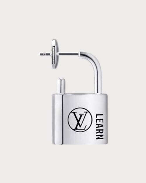 LOUIS VUITTON Q16091 Silver Lockit Earring, Sterling Silver Black Lacquered | 路易威登 耳环 (银色) - LONDONKELLY 英国名牌代购