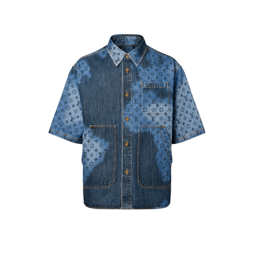 LOUIS VUITTON 1AFAVH Men's Short-Sleeved Denim Overshirt | 路易威登 男仕上衣 (藍色牛仔)