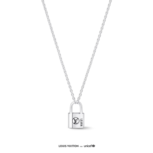 LOUIS VUITTON Q03273 Silver Lockit Pendant, Sterling Silver Black Laquered | 路易威登 頸鏈 (銀色)