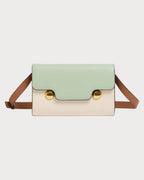 MARNI Green Cream and Brown Leather Trunkaroo Clutch(Green) - LONDONKELLY 英国名牌代购