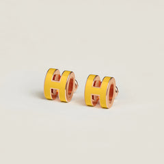 HERMES Rose Gold Mini Pop H Earrings | 愛馬仕 玫瑰金耳環 (New Jaune De Naples)