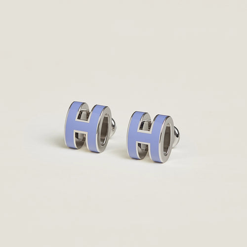 HERMES Silver Mini Pop H Earrings | 愛馬仕 耳環 (Lilas)