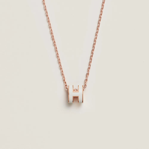 HERMES Rose Gold Mini Pop H Necklace | 愛馬仕 玫瑰金頸鏈 (Blanc)