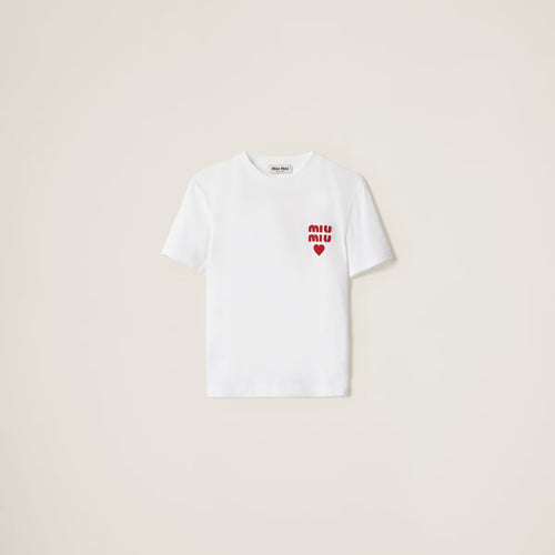 MIU MIU Cotton jersey T-shirt | 繆繆 女裝短袖T恤 (白色) - LondonKelly 英國名牌代購