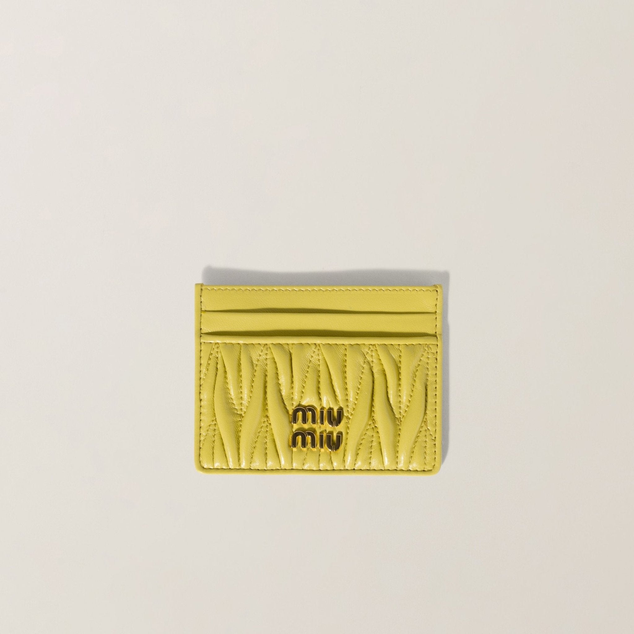 ★MiuMiu★ Matelasse Flap Card Holder Marigold 5MC103AFPPF00 Powder Pink Matelassé Nappa Leather Card Holder | Miu Miu