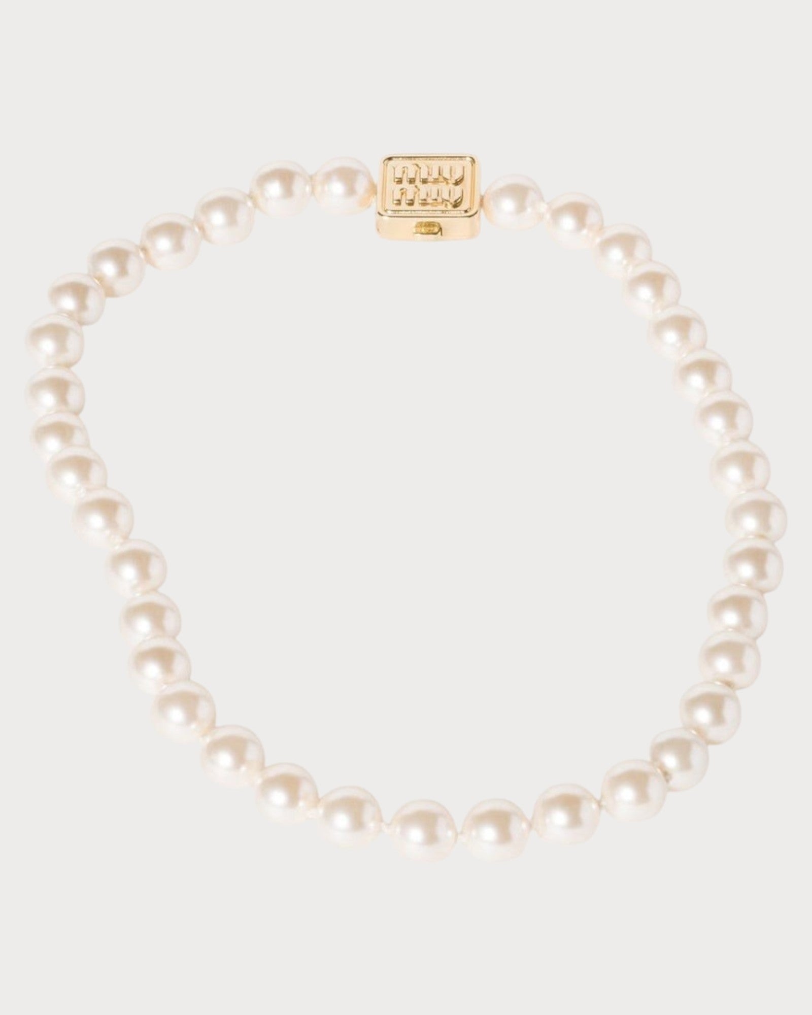 MIU MIU Metal Necklace with Synthetic Pearls(Gold) | LONDONKELLY