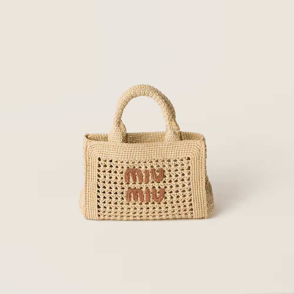 関税込 MiuMiu Raffia-effect woven handbag Miu Miu Raffia-Effect Woven Tote Bag | Saks Fifth Avenue