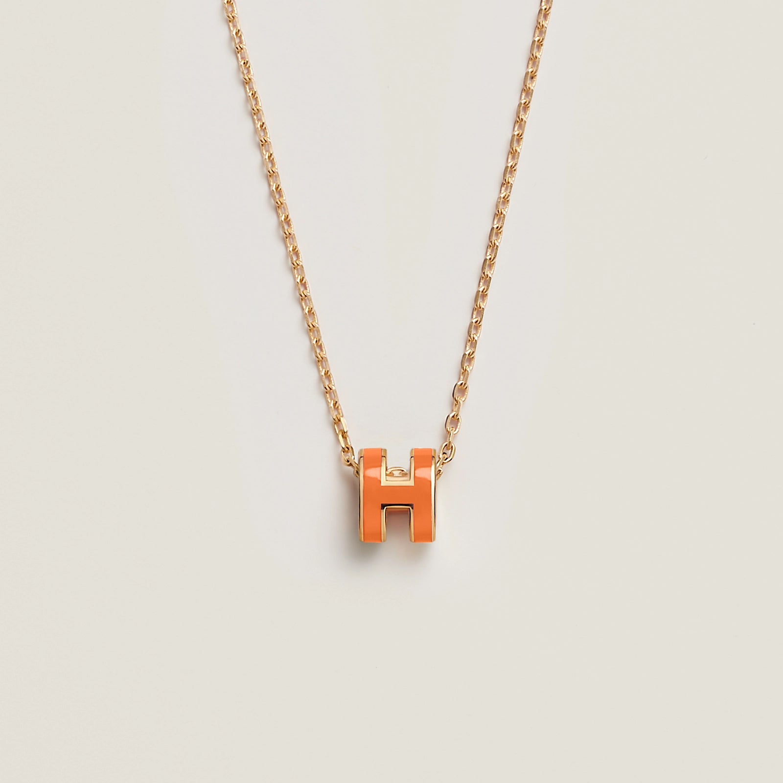 HERMES Gold Mini Pop H Necklace | 愛馬仕 頸鏈 (Orange)