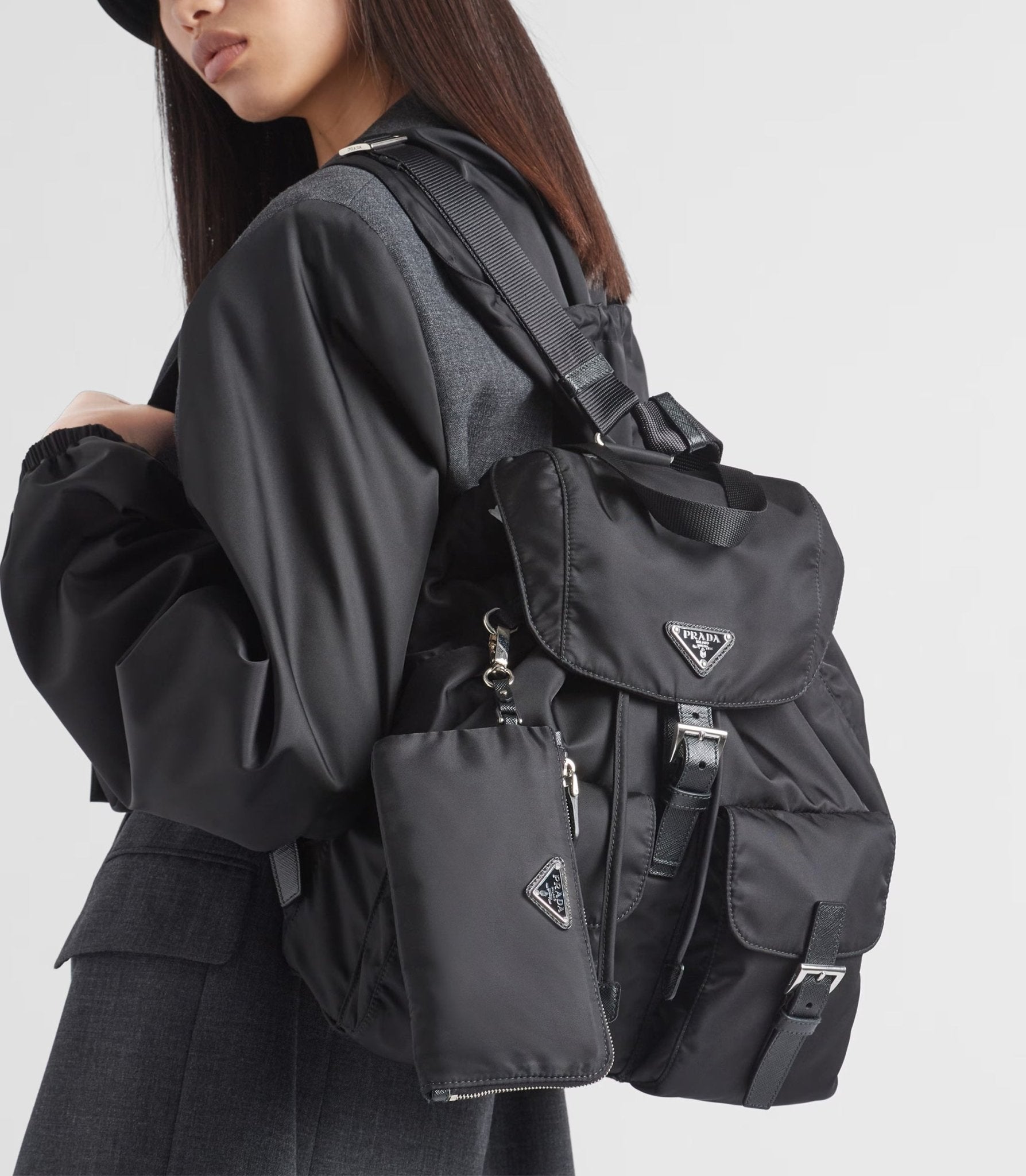 PRADA 1BZ811 Re-Nylon Medium Backpack with Pouch | Prada Medium Backpa –  LondonKelly 英國名牌代購