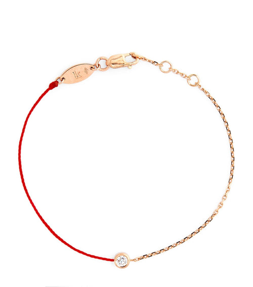 REDLINE Rose Gold and Diamond Pure Half - Chain Bracelet | 紅繩 手鏈 (0.1CT/多色) - LondonKelly 英國名牌代購