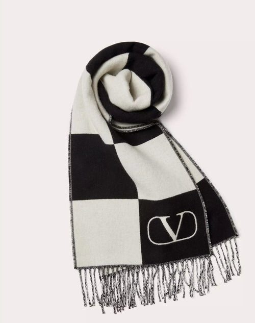 VALENTINO Garavani Exchess Scarf | 華倫天奴 頸巾 (黑白色) - LondonKelly 英國名牌代購