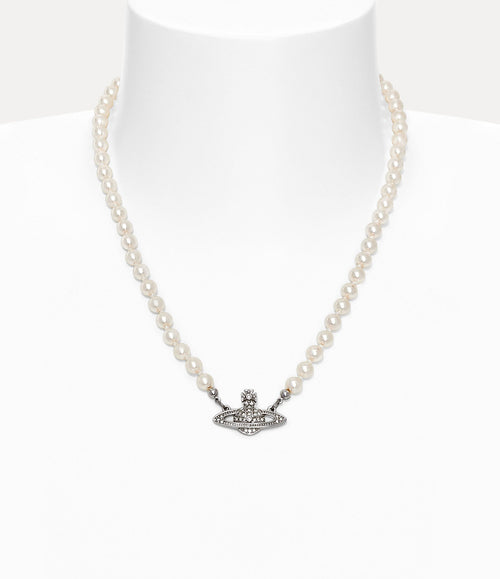 VIVIENNE WESTWOOD Man. Mini Bas Relief Pearl Necklace | 西太后 男仕珍珠頸鏈 (銀色) - LondonKelly 英國名牌代購