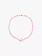 VIVIENNE WESTWOOD Messaline Bead - Design Brass Choker | 西太后 頸鏈 (粉紅色) - LondonKelly 英國名牌代購