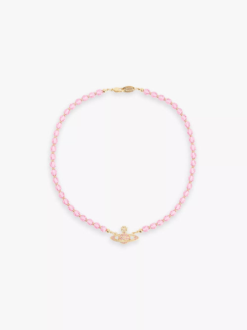 VIVIENNE WESTWOOD Messaline Bead - Design Brass Choker | 西太后 頸鏈 (粉紅色) - LondonKelly 英國名牌代購