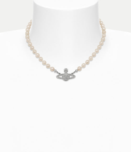 VIVIENNE WESTWOOD Mini Bas Relief Pearl Choker | 西太后 短珍珠頸鏈 (銀色) - LondonKelly 英國名牌代購