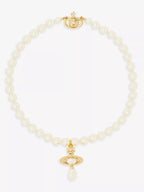 VIVIENNE WESTWOOD Orb Gold - Tone Brass and Faux - Pearl Choker Necklace | 西太后 珍珠頸鏈 (金色) - LondonKelly 英國名牌代購