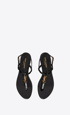 YSL SAINT LAURENT Patent Leather Cassandra Sandals | 聖羅蘭 涼鞋 (黑色) - LondonKelly 英國名牌代購