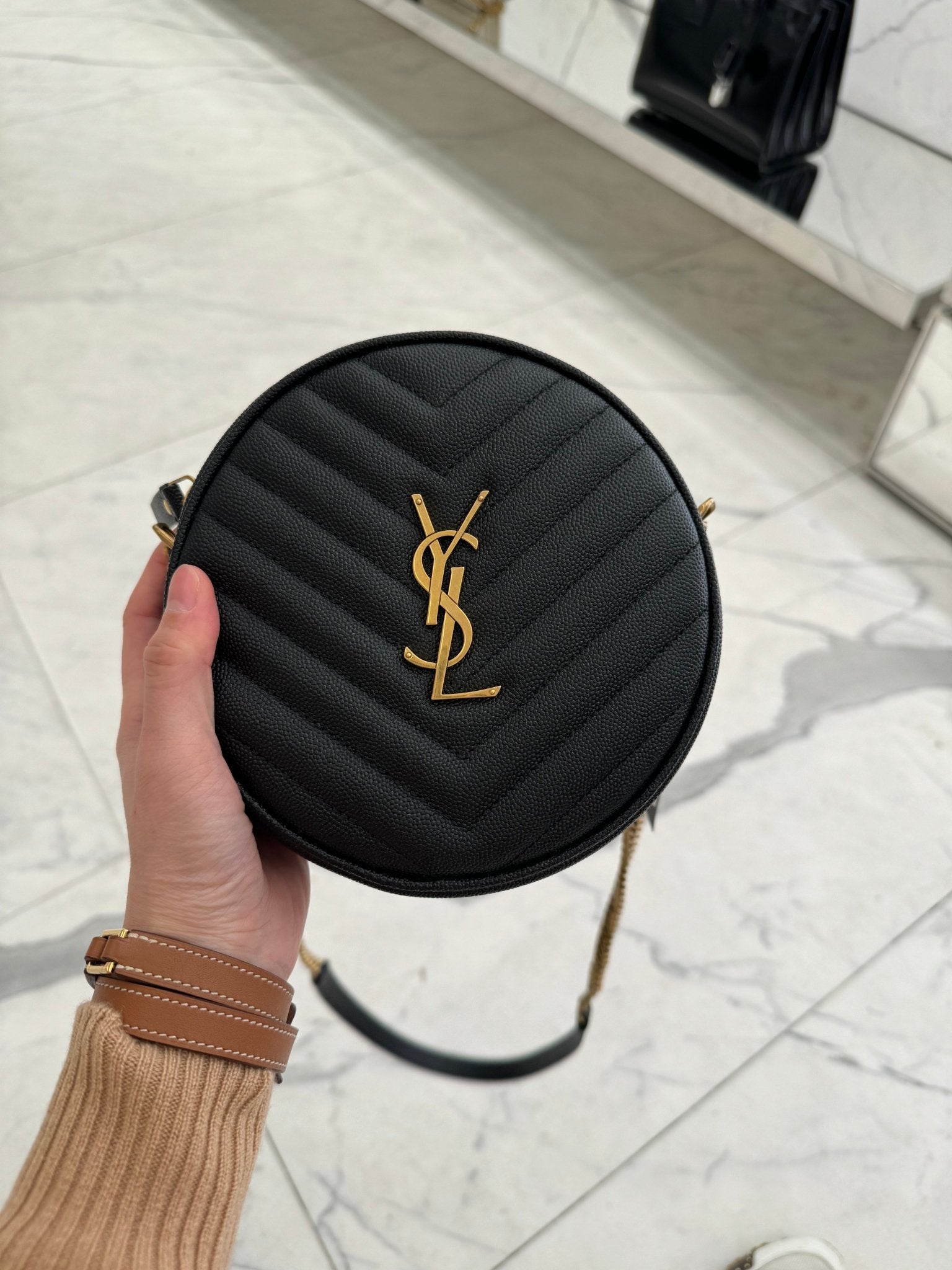 Saint laurent round camera bag sale