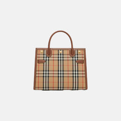 Burberry Two-handle Title Mini Vintage Check Bag (Beige/Black/Mini) - LONDONKELLY