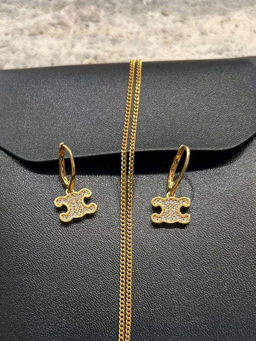 CELINE Triomphe Rhinestone Earrings | 賽琳 凱旋門耳環 (Gold)
