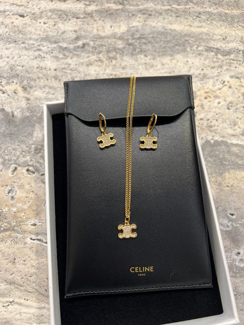CELINE Triomphe Rhinestone Necklace | 賽琳 凱旋門頸鏈 (Gold)