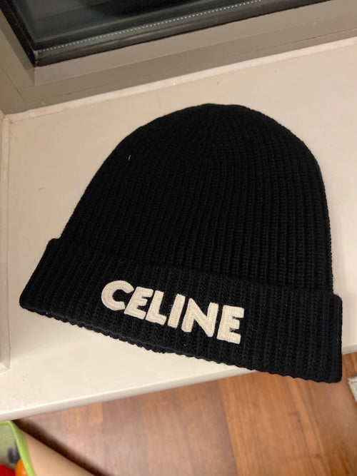 CELINE Embroidered Knit Wool Beanie | 賽琳 冷帽 (黑色)
