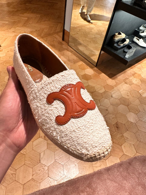 CELINE Flat Espadrille with Triomphe Patch Signature | 賽琳 草鞋 (白色)