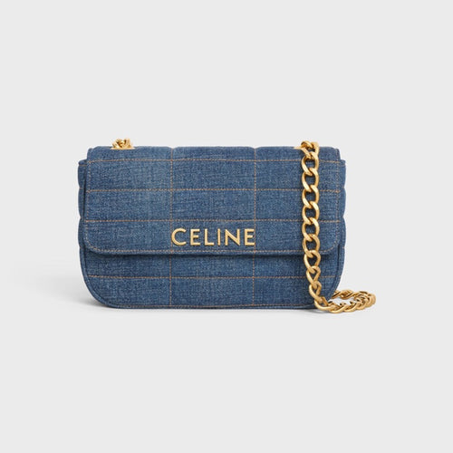 CELINE Matelasse Monochrome Chain Shoulder Bag | 賽琳 手袋 (牛仔布料)