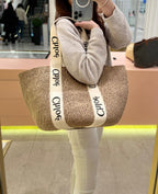 CHLOE Large Woody Basket | 蔻依 草編袋 (白色)